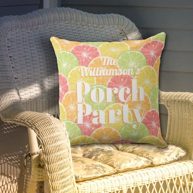 Almofada Partido Porch Citrus Slices (Citrus Fruit Slices Porch Party Outdoor Pillow in 2 sizes)