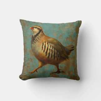 Almofada Partridge against blue / gold background cushion