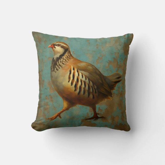 Almofada Partridge against blue / gold background cushion (Frente)