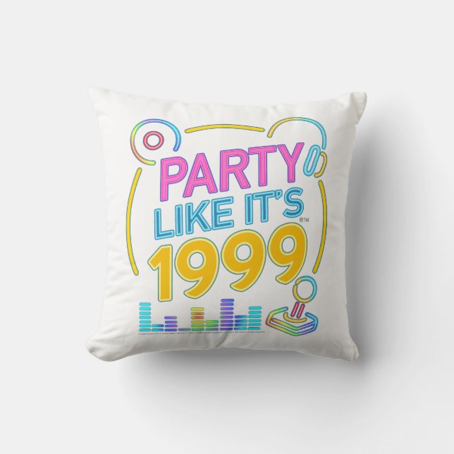 Almofada Party Like It’s 1999®™ – Neon Soundtrack (Frente)