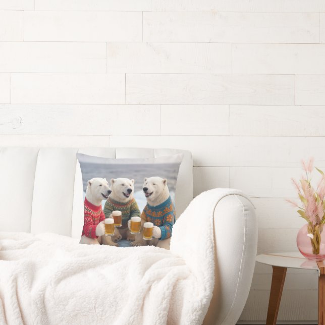 Almofada Party Polar Bears Wearing Christmas Ugly Sweaters (Sofá)