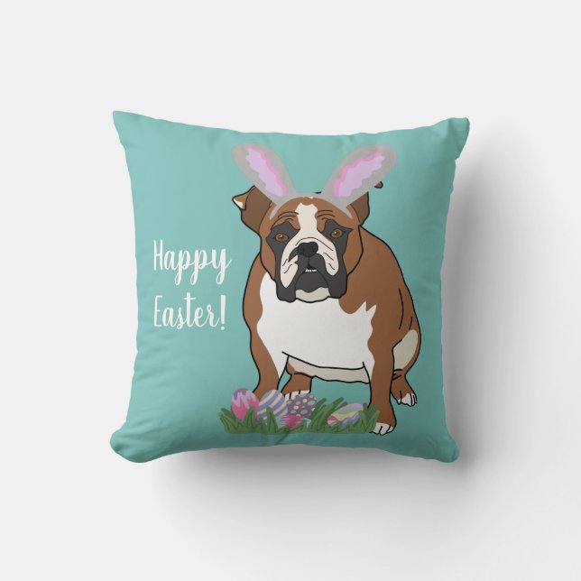 Almofada Páscoa personalizável para Bulldog em Inglês (Frente)