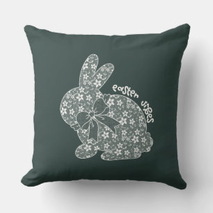 Almofada Páscoa Vibes Branco Lace Bunny Lace Ears Lace Arco