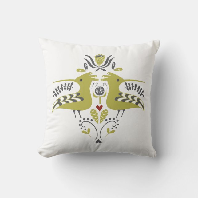 Almofada Pássaro africano/Hoepoe/design/coral/Shweshwe (Frente)