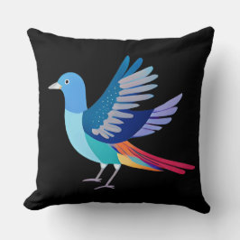 Almofada Pássaro Azul no Fundo Negro