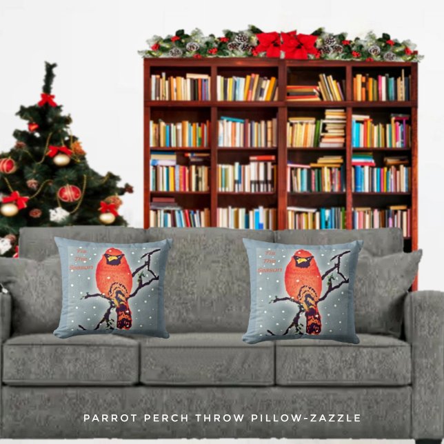 Almofada Pássaro Cardeal Em Neve (Criador carregado)