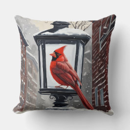 Almofada Pássaro Cardeal Sentado Em Um Lanterna De Rua Cobe