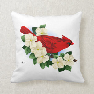 Almofada Pássaro cardinal vermelho
