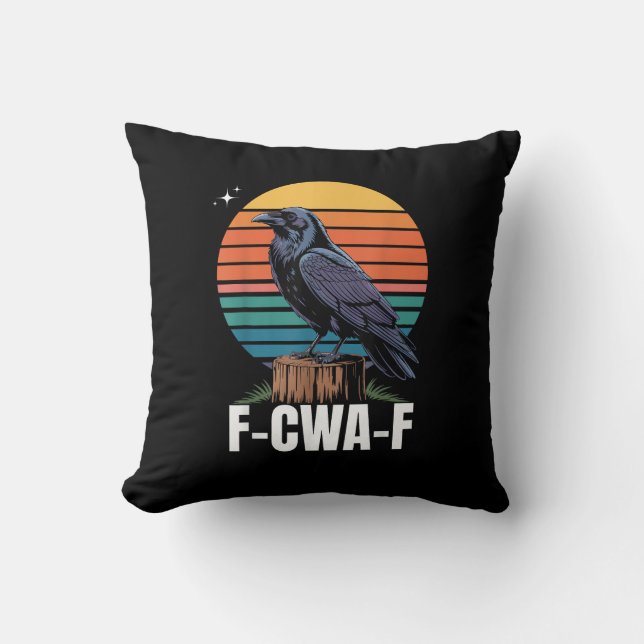 Almofada Passaro Corvo Galinha F-Caw-F Engraçado Retro  (Frente)