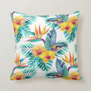 Almofada Pássaro de paraíso & de teste padrão da orquíd