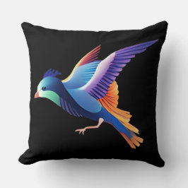 Almofada Pássaro em voo de Médio em fundo preto