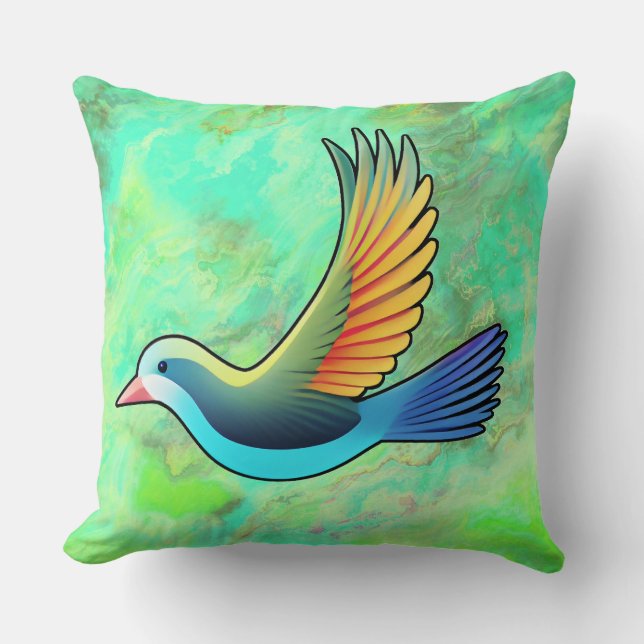 Almofada Pássaro Estilizado no Travesseiro decorativo Marbl (Frente)