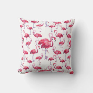Almofada Pássaro Flamingo Watercolor Exótico