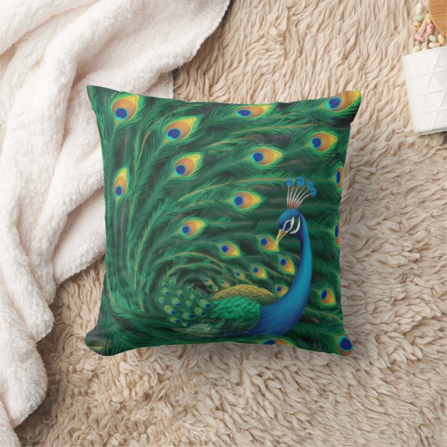 Almofada Passaro Pavão Azul (Cobertor)