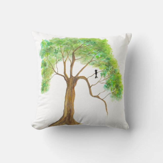 Almofada Pássaro Springtime Em Arte Em Árvore Decência Inic (Frente)