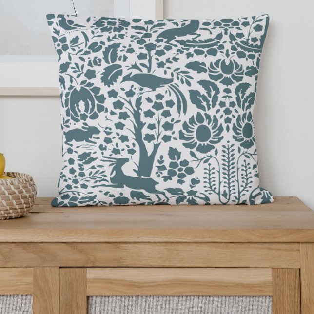 Almofada Pássaro, veado, damasco floral (Criador carregado)