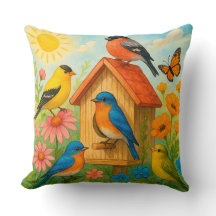 Pássaros Coloridos Percorrendo uma Casa de Aves