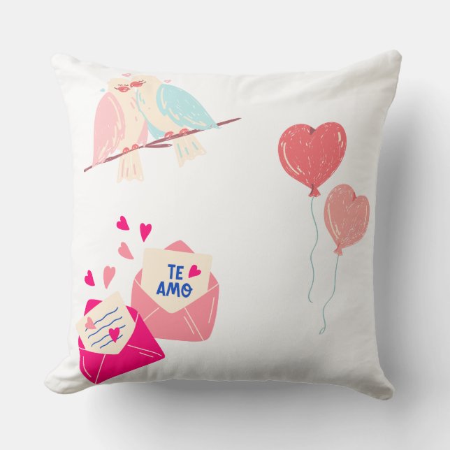 Almofada pássaros de amor fofos & romance (Frente)