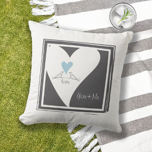 Almofada Pássaros de Amor Modernos Personalizados Coração A