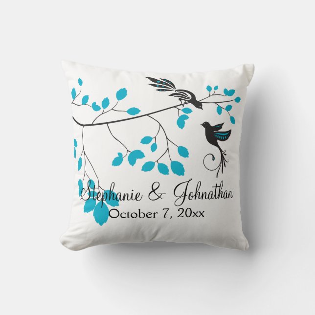 Almofada Pássaros do amor azuis (Frente)