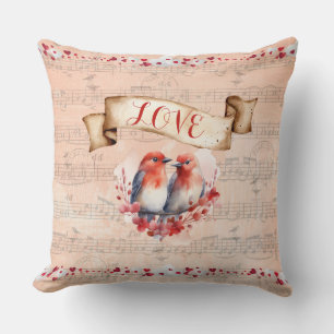 Almofada Pássaros do Amor com Carimbo de Paris e Notas Capr