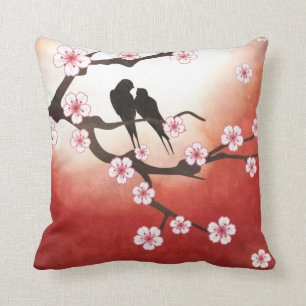Almofada Pássaros do amor e travesseiro de Sakura