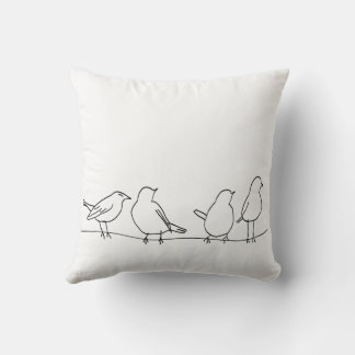 Almofada Pássaros Minimalistas em um Fio Arte Linear em Alm