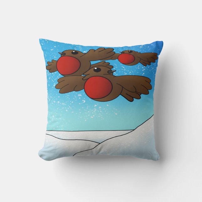 Almofada Pássaros Robin do Natal (Frente)