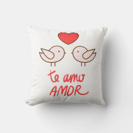 almofada pássaros romântico com coração