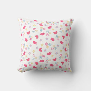 Almofada Pássaros Rosa e Corações de Amor