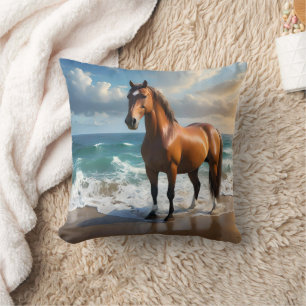 Almofada **"Passeio Majestoso: Cavalo Marrom Orgulhoso na P
