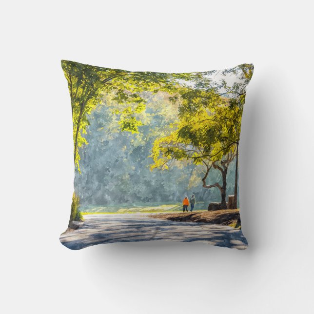 Almofada Passeio pelo Dogwood Painterly (Frente)