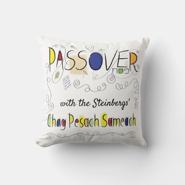 Almofada Passover 16 x 16 Chag Pesach Sameach (Frente)