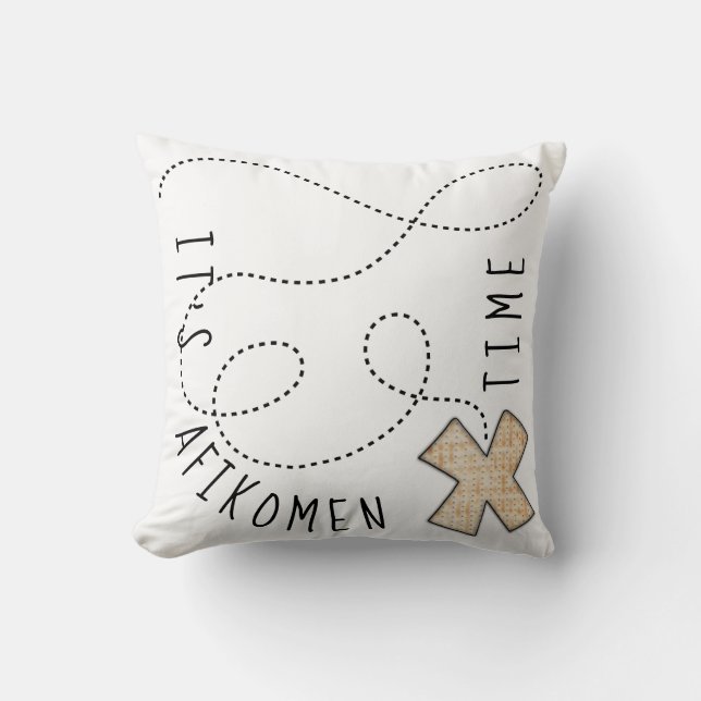 Almofada Passover Travesseiro de 16" x 16" Hora do Afikomen (Frente)