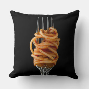 Almofada Pasta cuspiu em um garfo, Comida espaguete