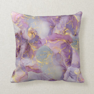 Almofada Pasta Lilac, Azul e Dourado Padrões do Mármaco