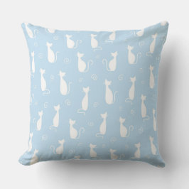 ALMOFADA PASTEL BABY BLUE COM CASAS BRANCAS DE GATOS