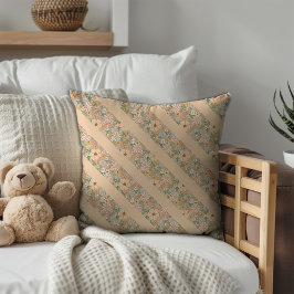 Almofada Pastel beige floral estrias diagonais