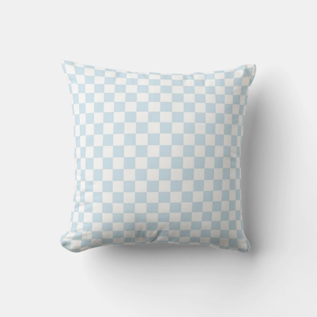 Almofada Pastel Blue e White Checkerboard (Frente)