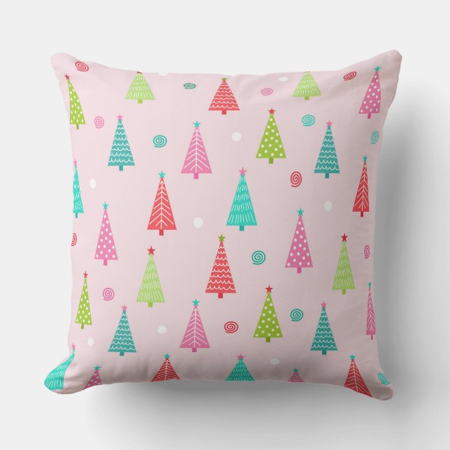 Almofada Pastel Christmas Tree Throw Pillow  (Frente)