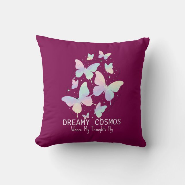 Almofada Pastel Galaxy Butterflies Dreamy Aesthetic (Frente)