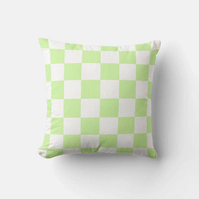 Almofada Pastel Green Checkered Gingham Patterno (Frente)