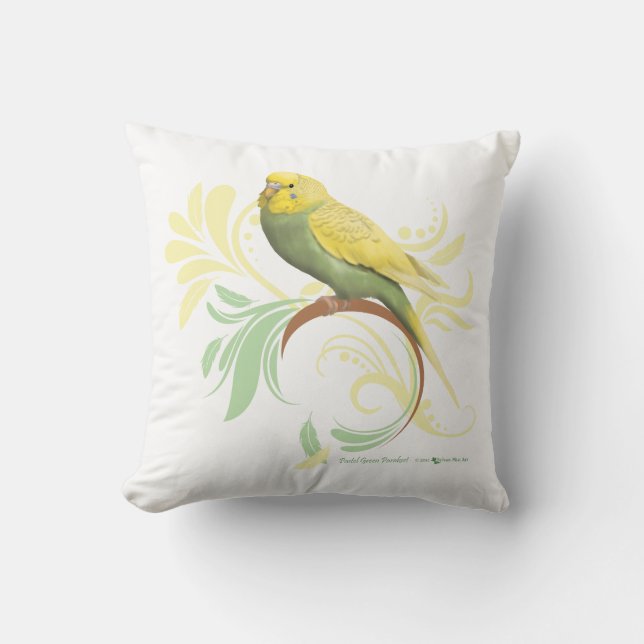 Almofada Pastel Green Parakeet (Frente)