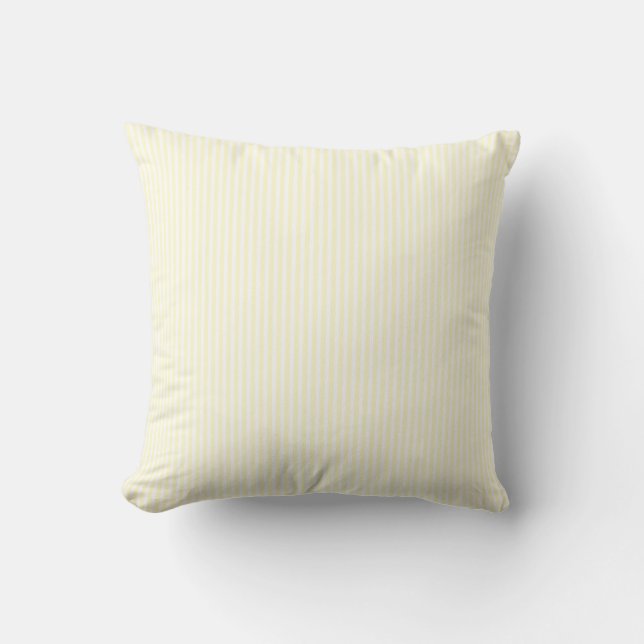 Almofada Pastel Lemon Yellow and White Stripes Pale Yellow (Frente)