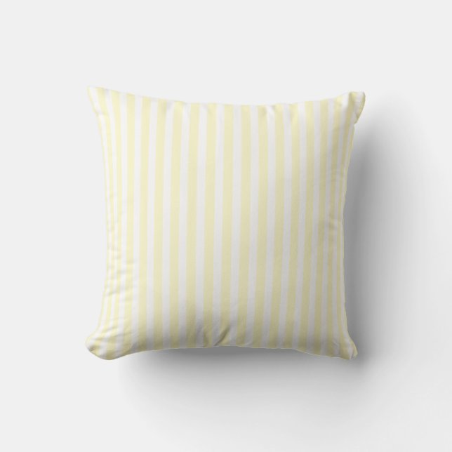 Almofada Pastel Lemon Yellow e White Stripes Pale Yellow (Frente)