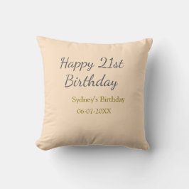 Almofada Pastel orange gray happy 21st birthday name date