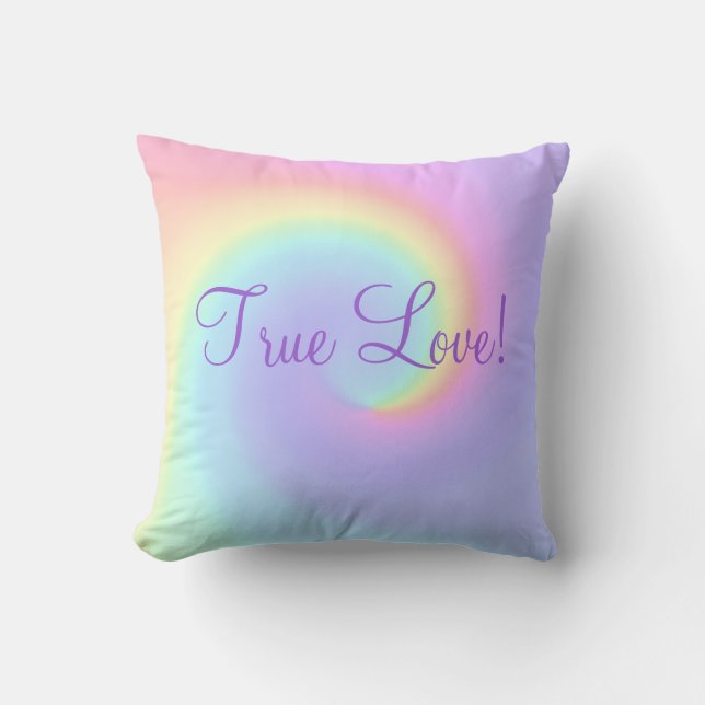 Almofada Pastel Rainbow Swirl Lesbian Weding (Frente)