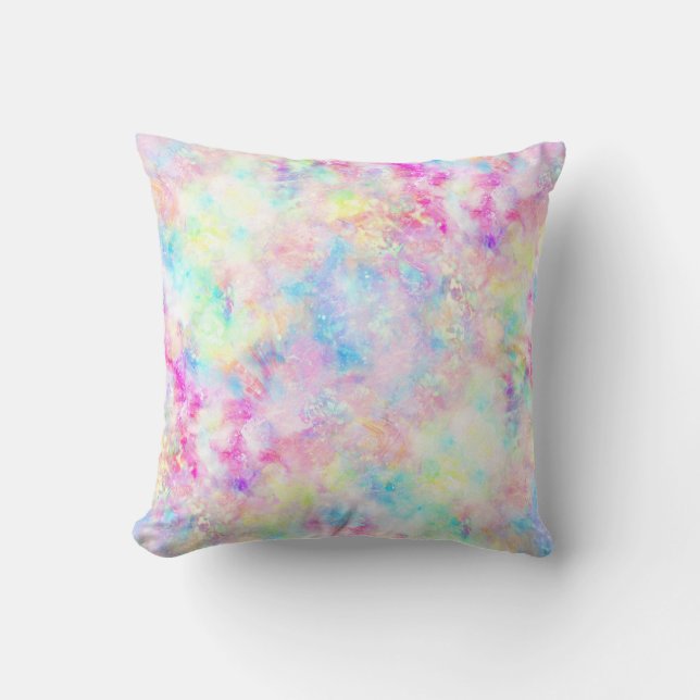 Almofada Pastel Rainbow Tie Dye Watercolor (Frente)