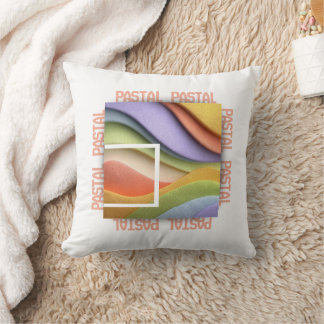 Almofada Pastel Rainbow Waves Art Throw Pillow
