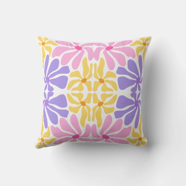 Almofada Pastel Retro Floral - Vibrant Kaleidoscope Pattern (Verso)